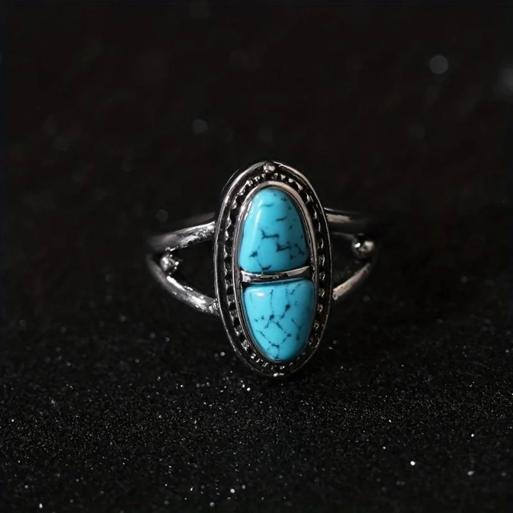 New Natural Blue Turquoise Navajo Genuine Silver Handmade OOAK Ring - Picture 11 of 16